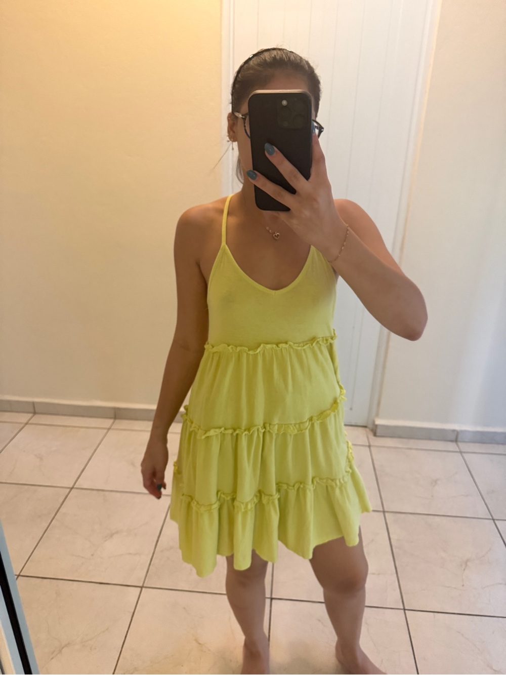 Zara Lemon Tiered Mini Dress S